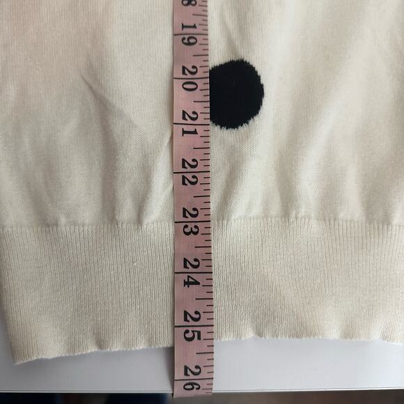 Loft White Black Polka Dots Long Sleeve V Neck Sweater Size Small - Picture 6 of 6